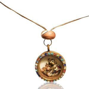 ROCK N’ ROLL boutique charm chocolate circle locket pendant necklace +FREEBIES!